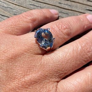 Round Cut Smoky Topaz Ring 14k gold plated